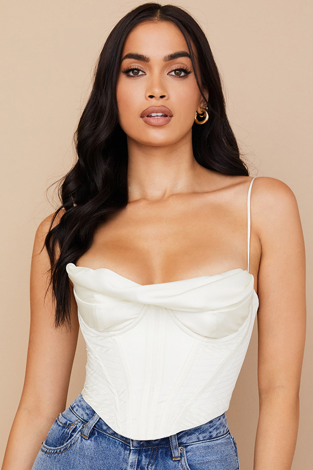 GR | Ivory satin draped corset