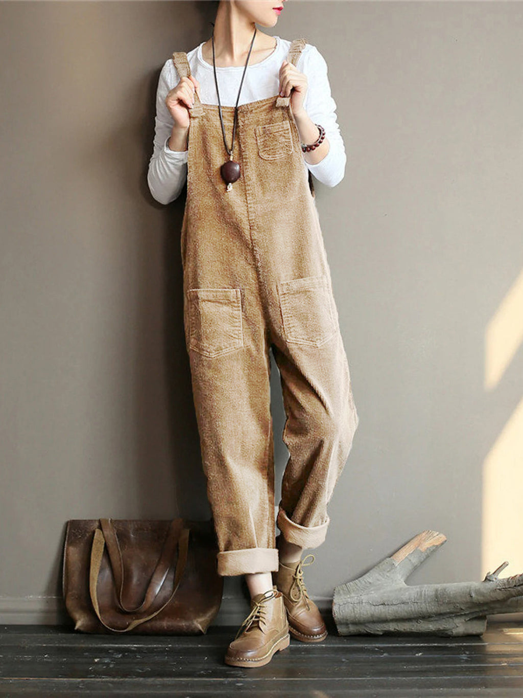 GR | VELVET OVERALL WITH WIDE LEG 