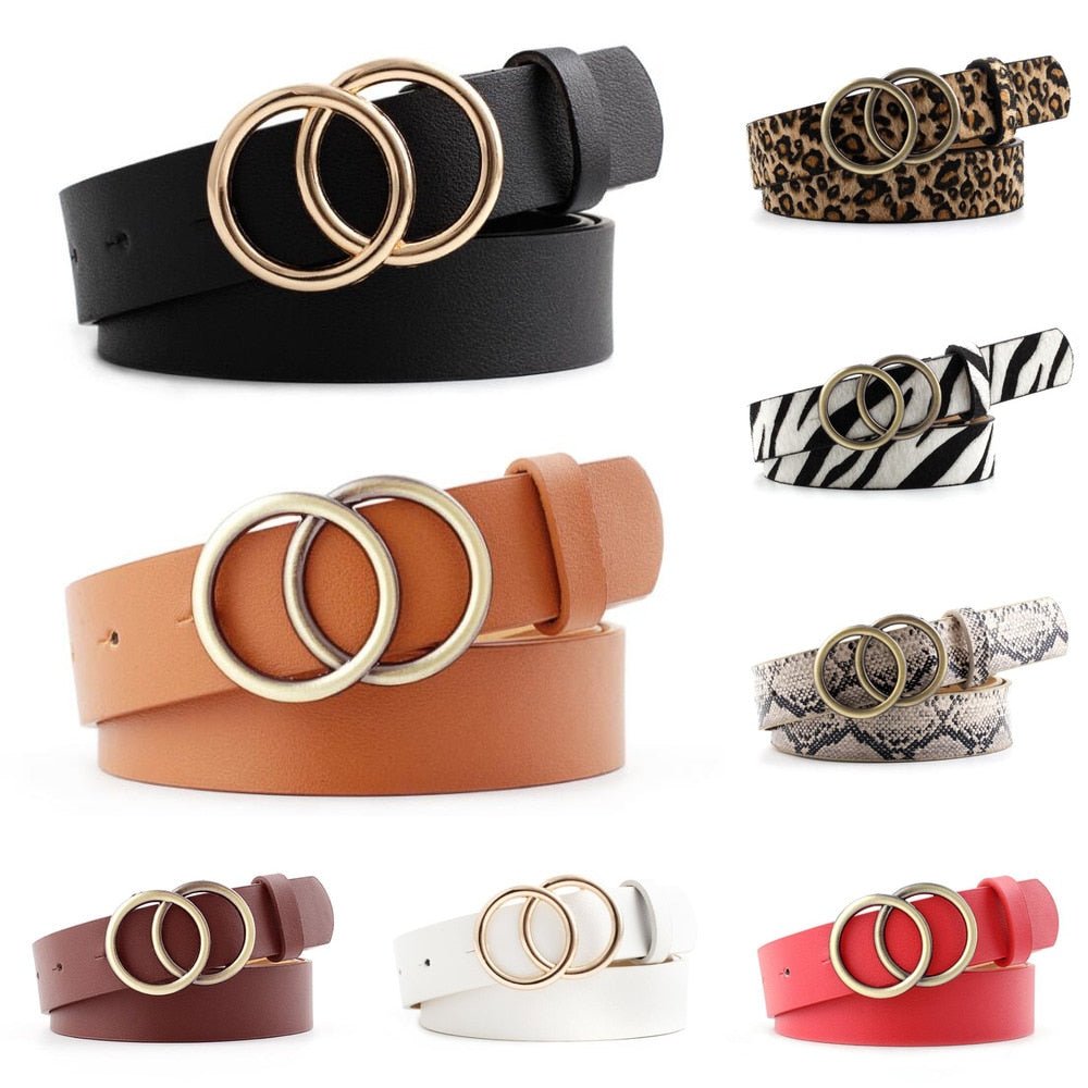 Beltona - Women's leather belt with O-ring buckle 