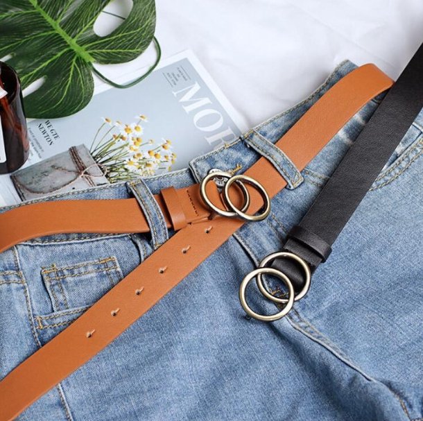 Beltona - Women's leather belt with O-ring buckle 
