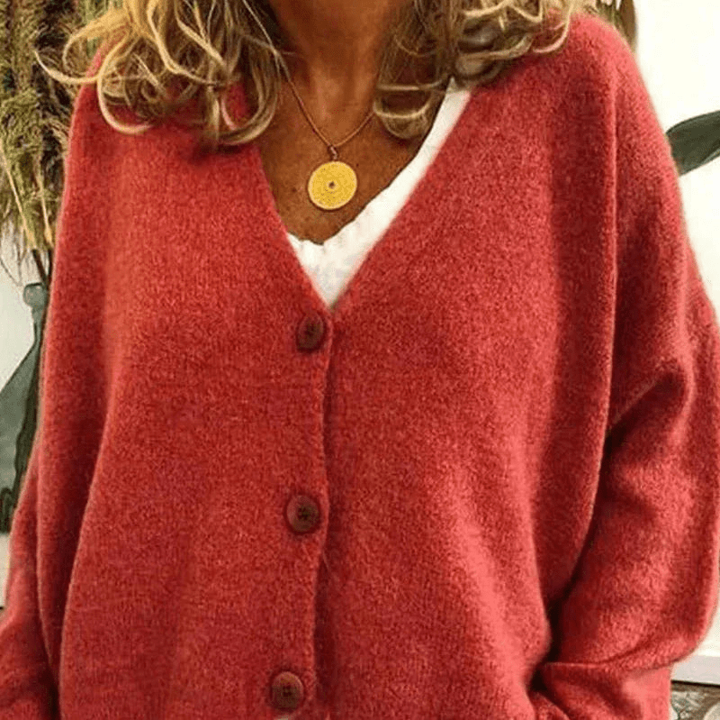 GR | Bequemer V-Ausschnitt Strickjacke Damen Pullover Strickweste Weicher Stoff