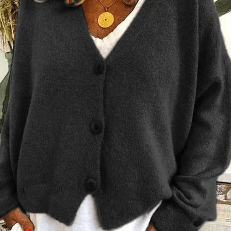 GR | Bequemer V-Ausschnitt Strickjacke Damen Pullover Strickweste Weicher Stoff