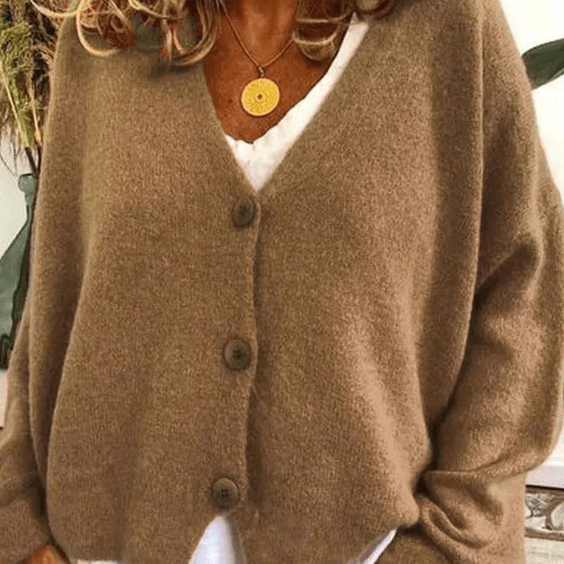 GR | Bequemer V-Ausschnitt Strickjacke Damen Pullover Strickweste Weicher Stoff