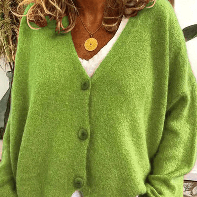 GR | Bequemer V-Ausschnitt Strickjacke Damen Pullover Strickweste Weicher Stoff