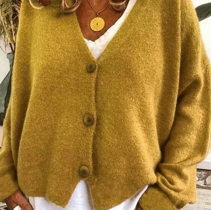 GR | Bequemer V-Ausschnitt Strickjacke Damen Pullover Strickweste Weicher Stoff