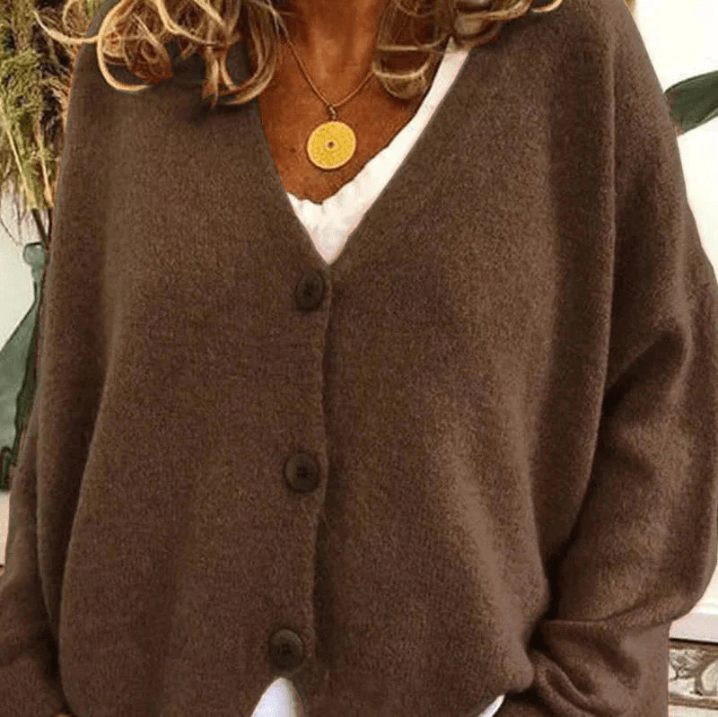 GR | Bequemer V-Ausschnitt Strickjacke Damen Pullover Strickweste Weicher Stoff
