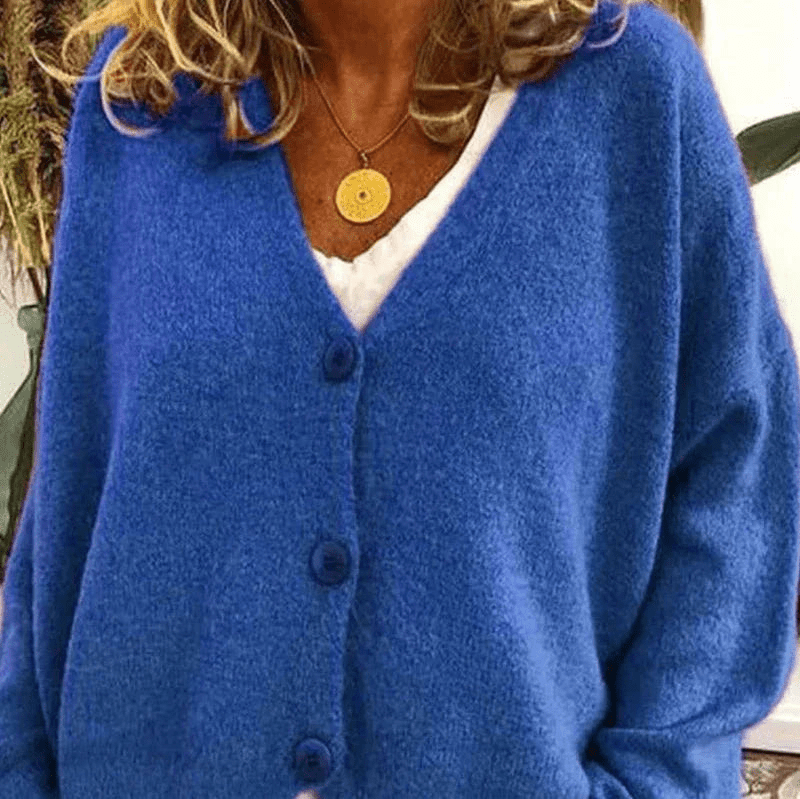 GR | Bequemer V-Ausschnitt Strickjacke Damen Pullover Strickweste Weicher Stoff