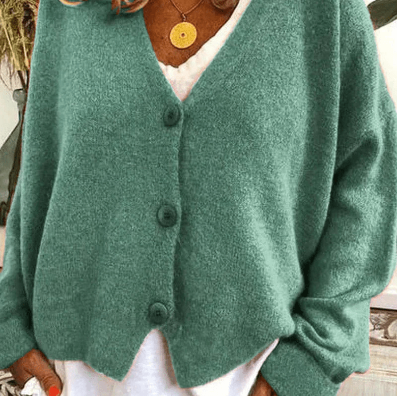 GR | Bequemer V-Ausschnitt Strickjacke Damen Pullover Strickweste Weicher Stoff
