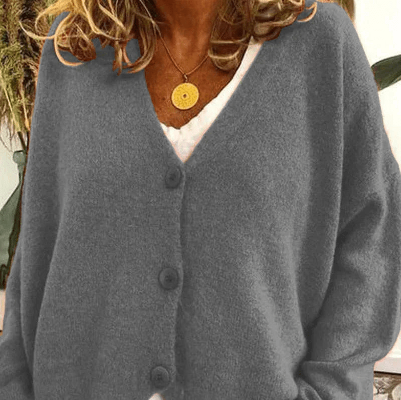 GR | Bequemer V-Ausschnitt Strickjacke Damen Pullover Strickweste Weicher Stoff