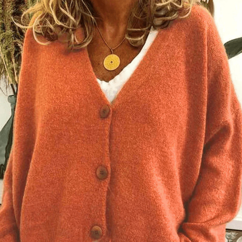GR | Bequemer V-Ausschnitt Strickjacke Damen Pullover Strickweste Weicher Stoff