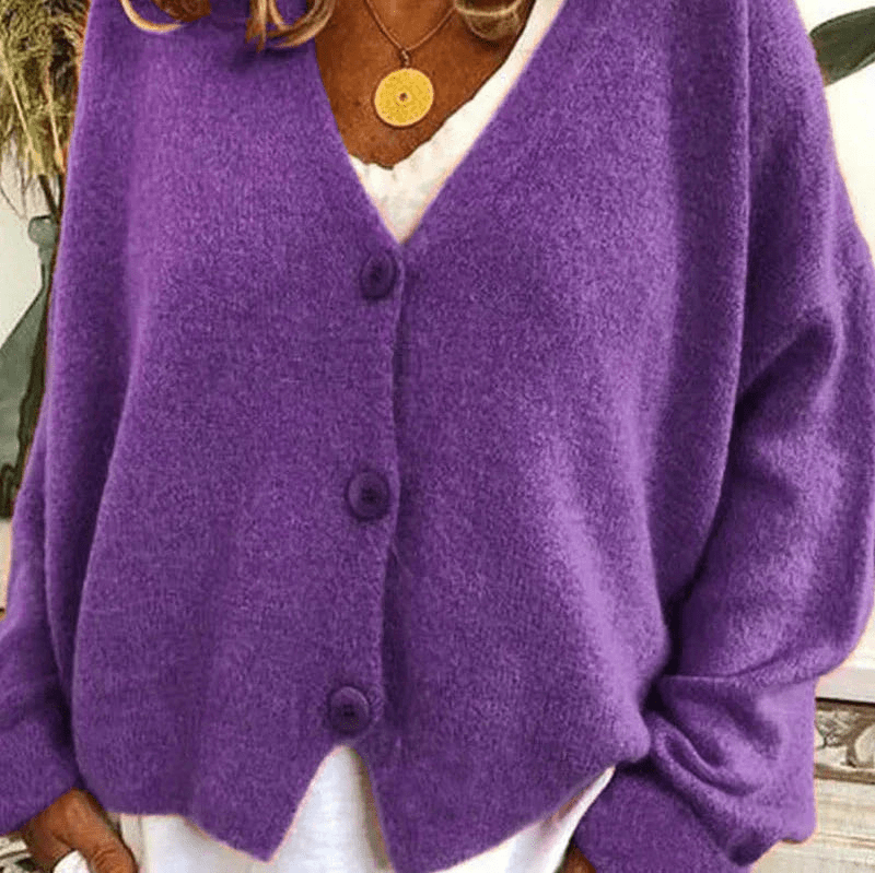 GR | Bequemer V-Ausschnitt Strickjacke Damen Pullover Strickweste Weicher Stoff