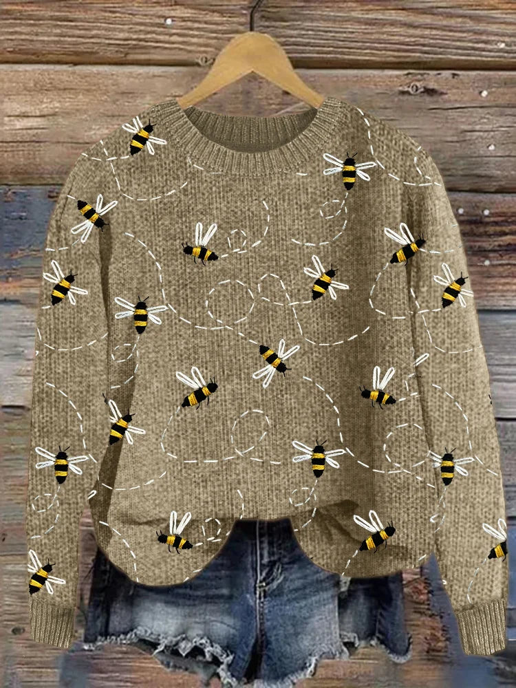 GR | Charmanter Strickpullover mit Bienenstickerei
