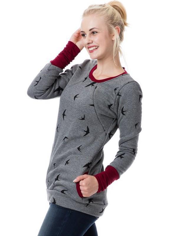 GR | Maternity chaps, nurse sweatshirts, floral print, pockets, zipper, nursing wear