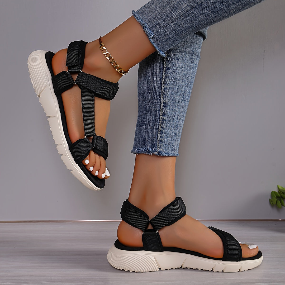 GR | Women's Sandals: Color Block, Non-Slip, Elegant, Lightweight, Outdoor, Summer