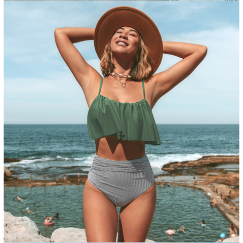 GR | Bikini with ruched top and high-waisted bikini bottom