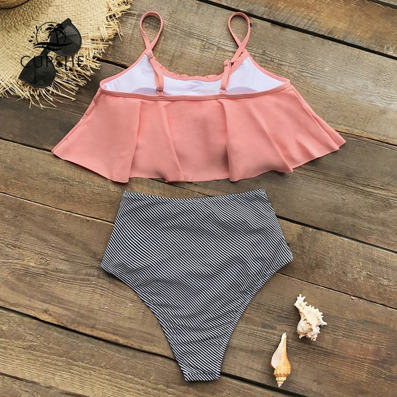 GR | Bikini with ruched top and high-waisted bikini bottom