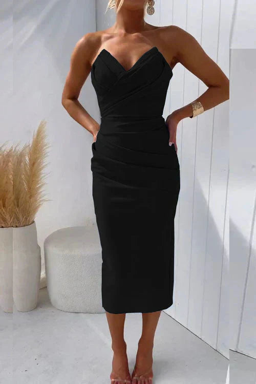 GR | Elegante Midi Kleid Klassische Eleganz