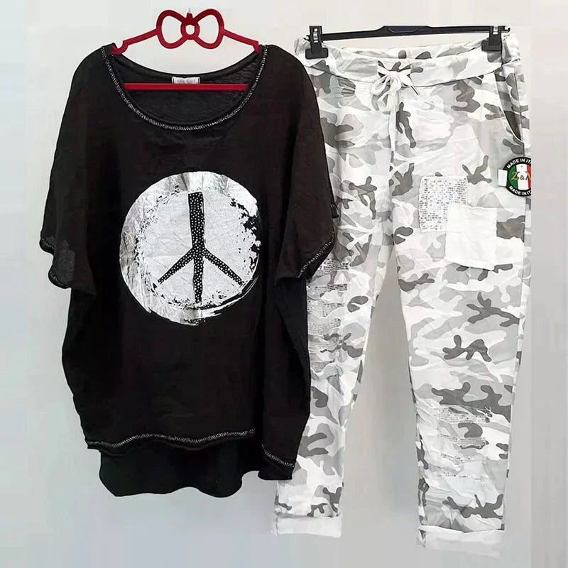 GR | Two-piece camouflage outfit for women - trendy outfit