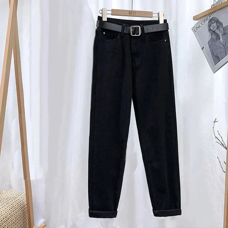 GR | Jeans Hohe Taille Gerade Beinform Klassisches 5 Taschen Design Lässig Komfort
