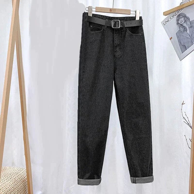 GR | Jeans Hohe Taille Gerade Beinform Klassisches 5 Taschen Design Lässig Komfort