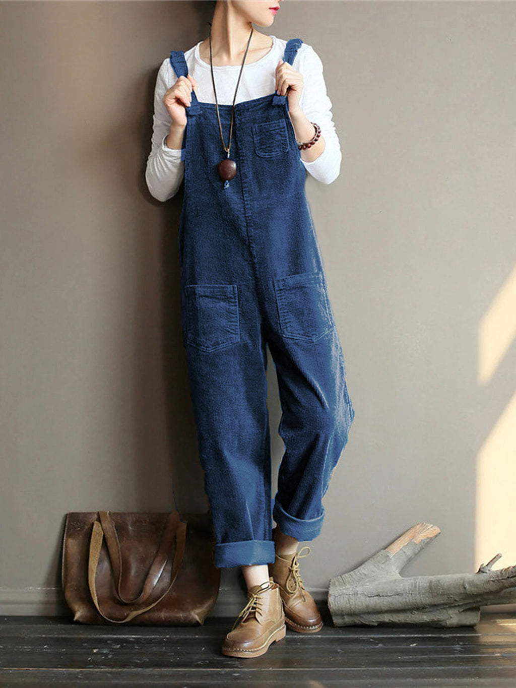 GR | VELVET OVERALL WITH WIDE LEG 