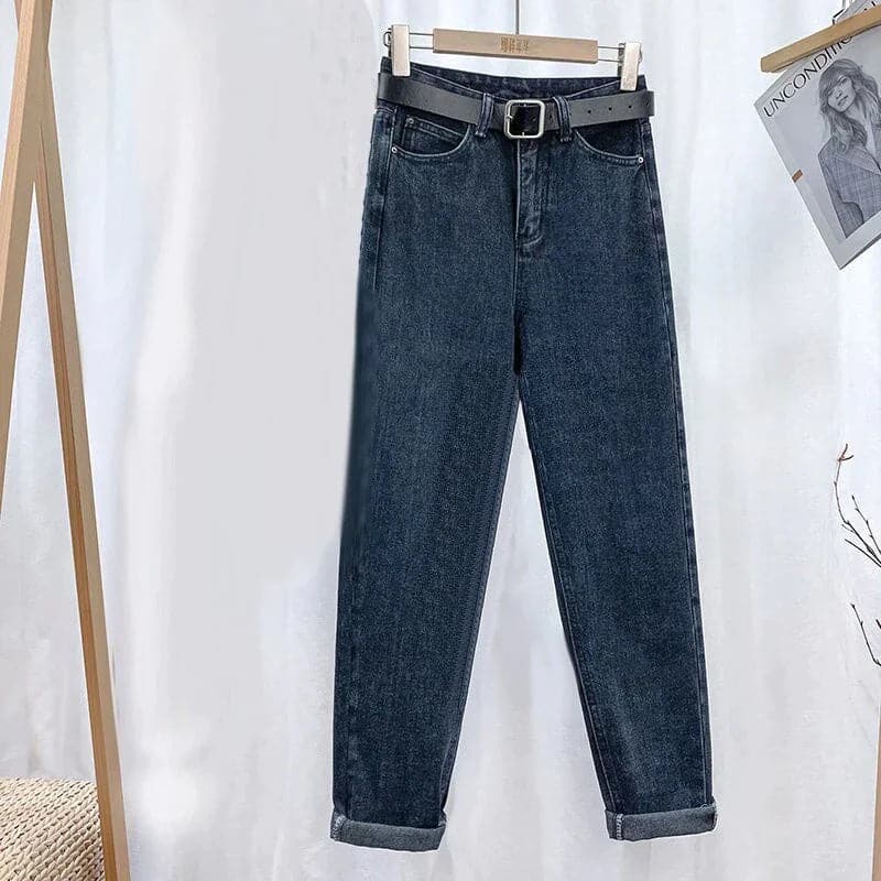 GR | Jeans Hohe Taille Gerade Beinform Klassisches 5 Taschen Design Lässig Komfort