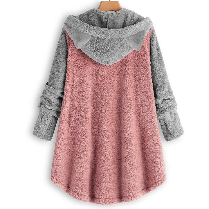 GR - Women's Fleece Sweatshirt with Cat Ears and Contrasting Sleeves