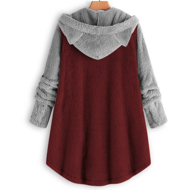 GR - Women's Fleece Sweatshirt with Cat Ears and Contrasting Sleeves