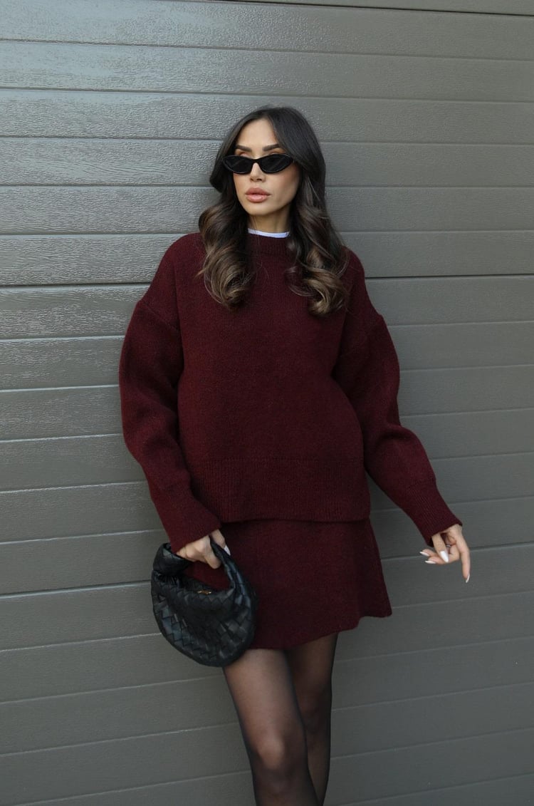 GR | 1-piece knitwear set - women's sweater and skirt with a relaxed fit