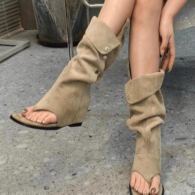 GR | Wedge Thong Sandals with Peep Toe, Lightweight Sleehak for Extra Support