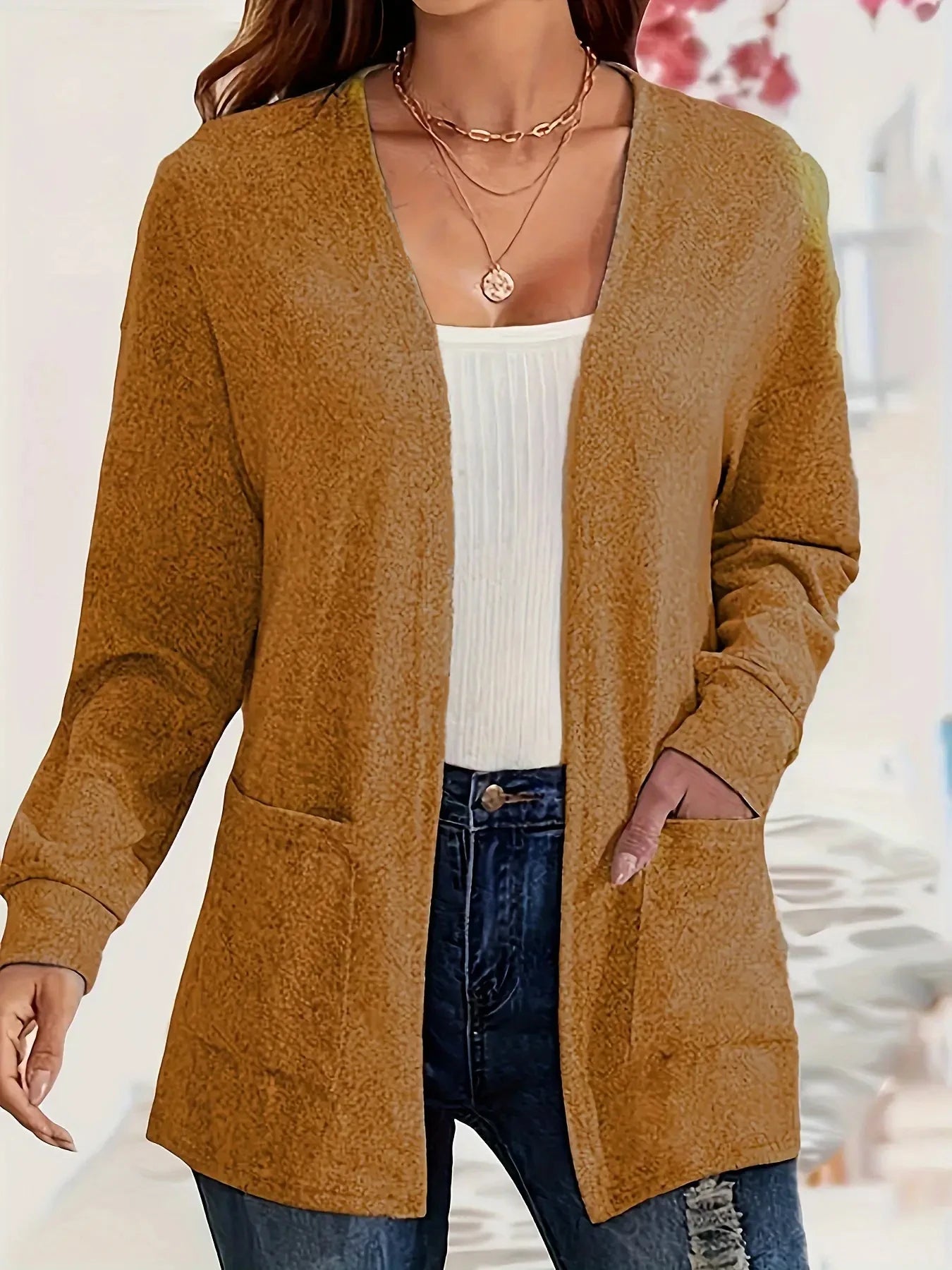 GR | Stilvolle Strickjacke mit Offener Front & Taschen