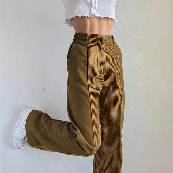 GR | Ribbed High-Waisted Trousers