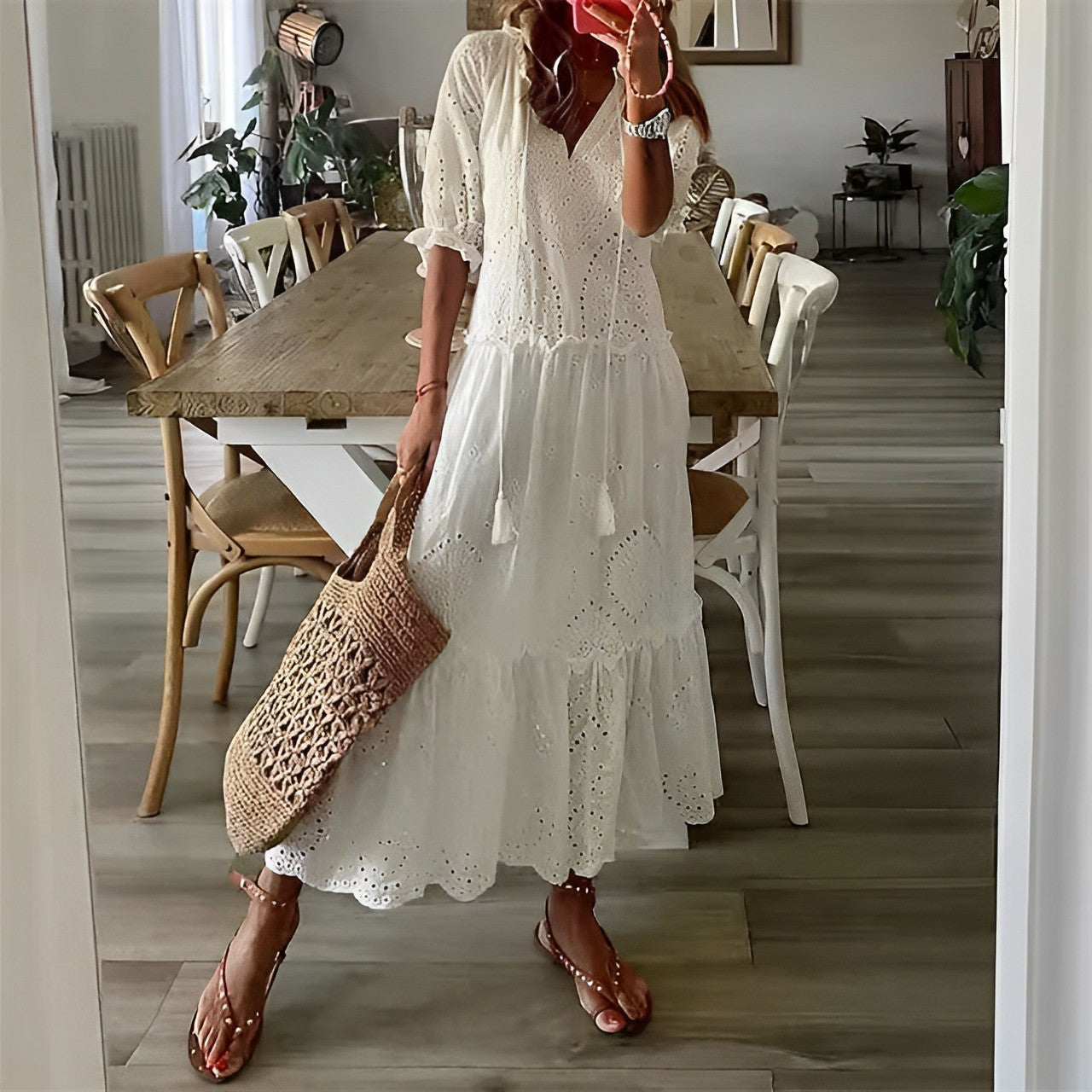 GR | Stylish white summer dress