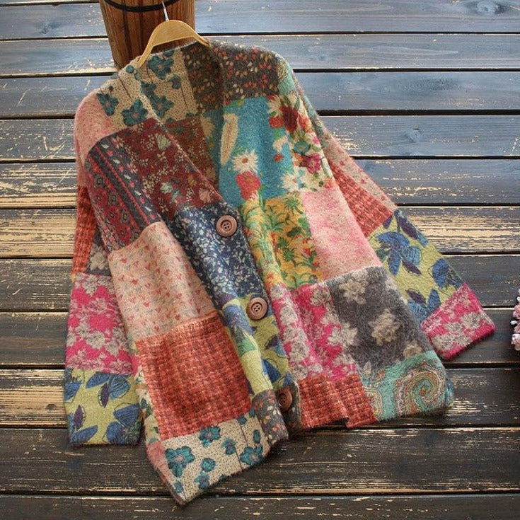 Patchwork cardigan sweater