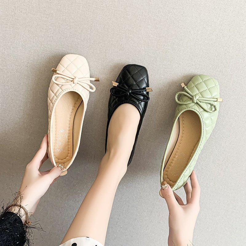 GR | Butterfly Bow Tie Breathable Square Toe Non-Slip Slippers
