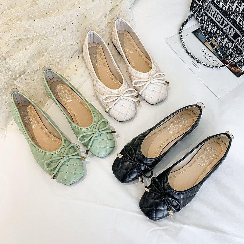 GR | Butterfly Bow Tie Breathable Square Toe Non-Slip Slippers