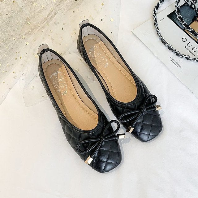 GR | Butterfly Bow Tie Breathable Square Toe Non-Slip Slippers