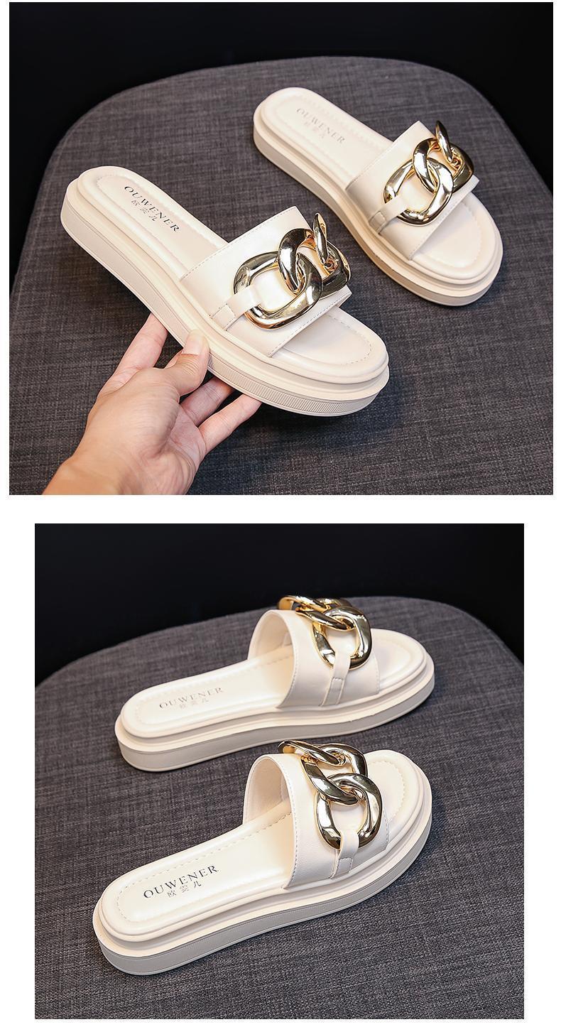 GR | Sandals women with platform and golden chain