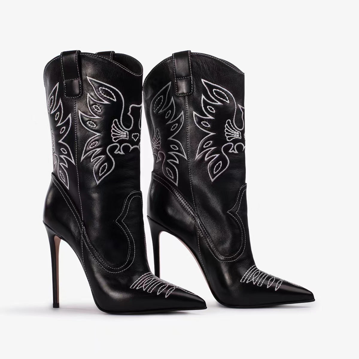 GR | Women's Fashion Western Denim Style High Heels Boots