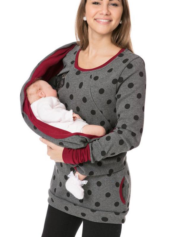 GR | Maternity chaps, nurse sweatshirts, floral print, pockets, zipper, nursing wear