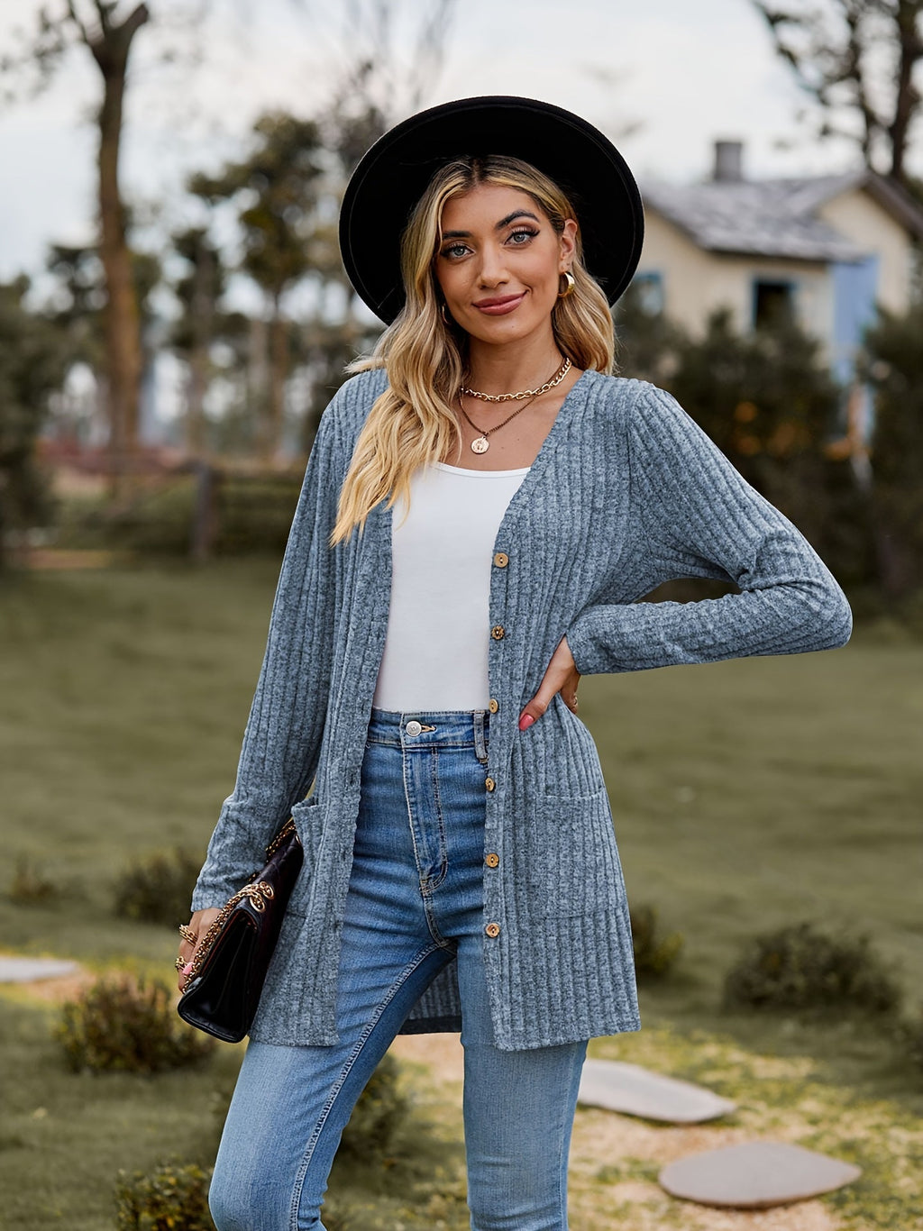 GR Warmer Gerippter Baumwolle Strickcardigan Für Damen | Perfekt Für Lässige Tage