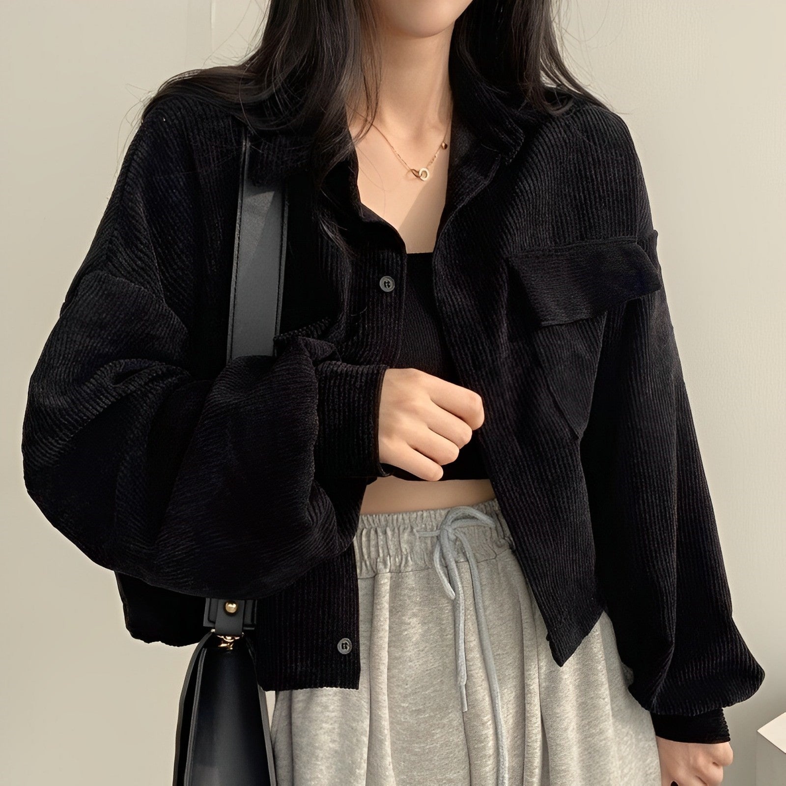 GR | Women's Corduroy Jacket with Short Lapel