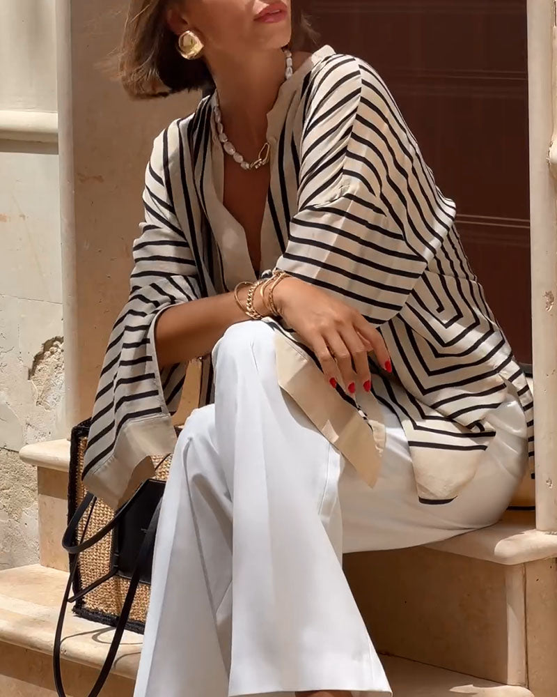 Casual striped shirt with slit