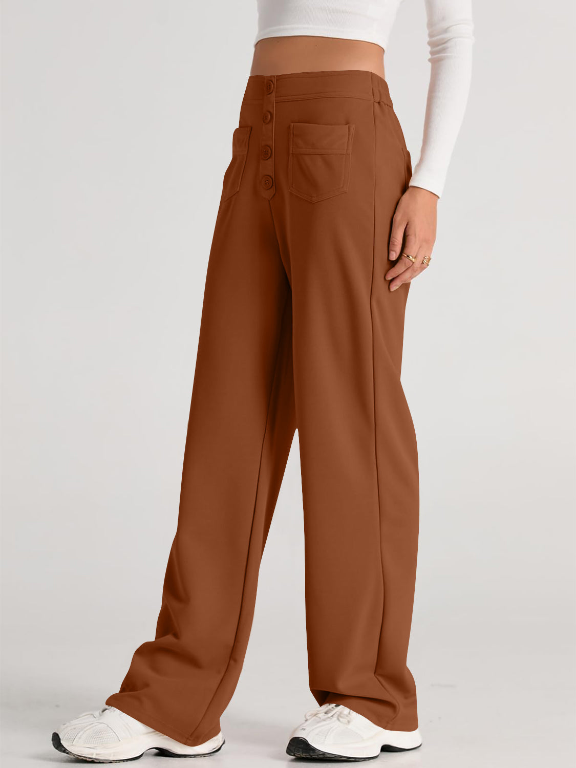 GR | Wide-waisted trousers with pockets, elegant and comfortable