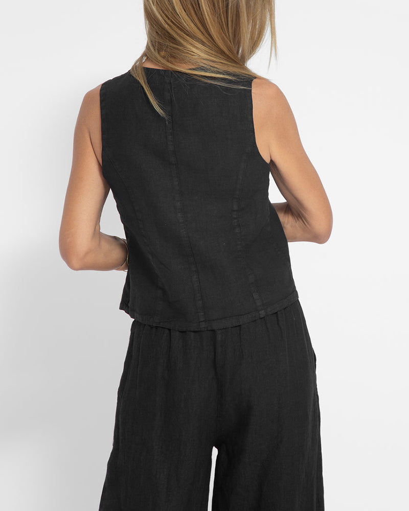 GR | Elegant 2-piece linen set: wide-leg trousers & vest