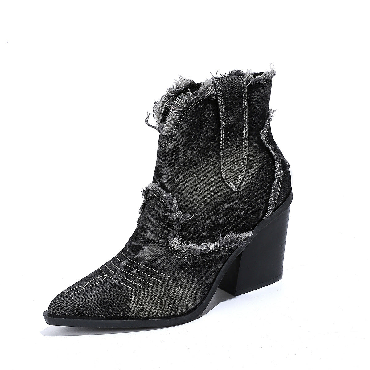 GR | Women's Trendy Pointed-Toe Western Cowboy Boots Comfortable Ankle Boots