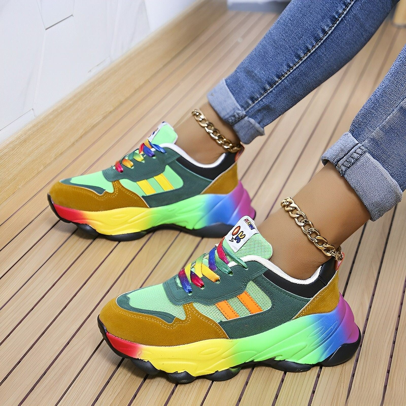 GR - Colorful Chunky Sneakers for Women | Multicolor Design Sneakers for Women 