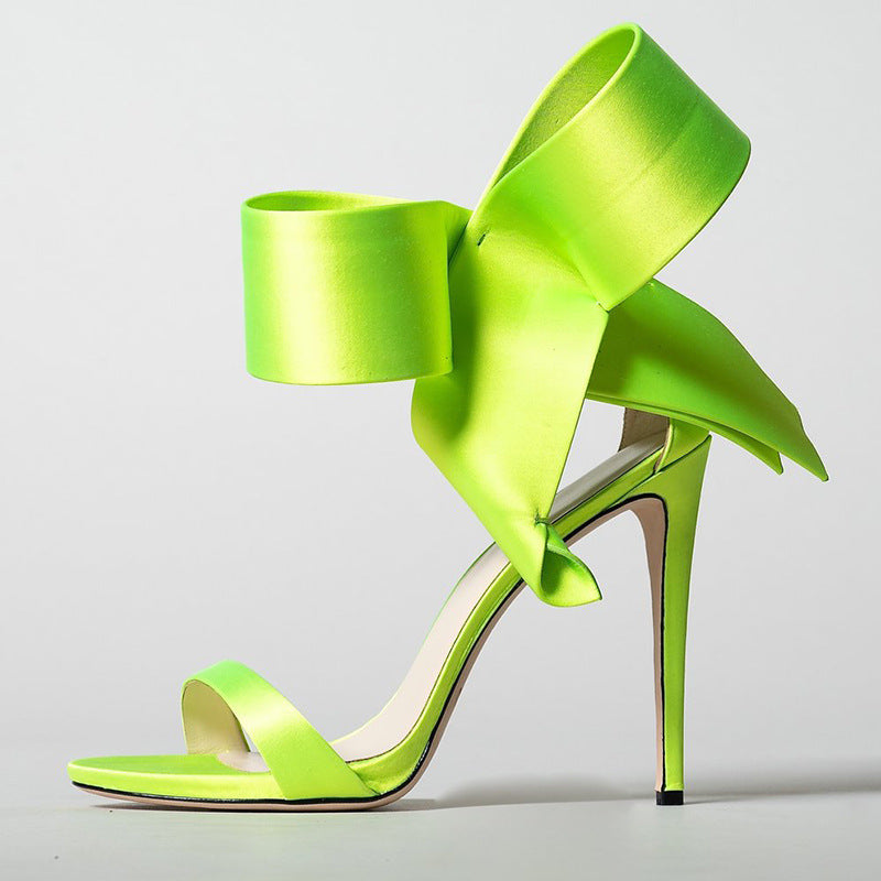 GR | Summer Plus Size Bow Ankle Strap High Heel Sandals for Women