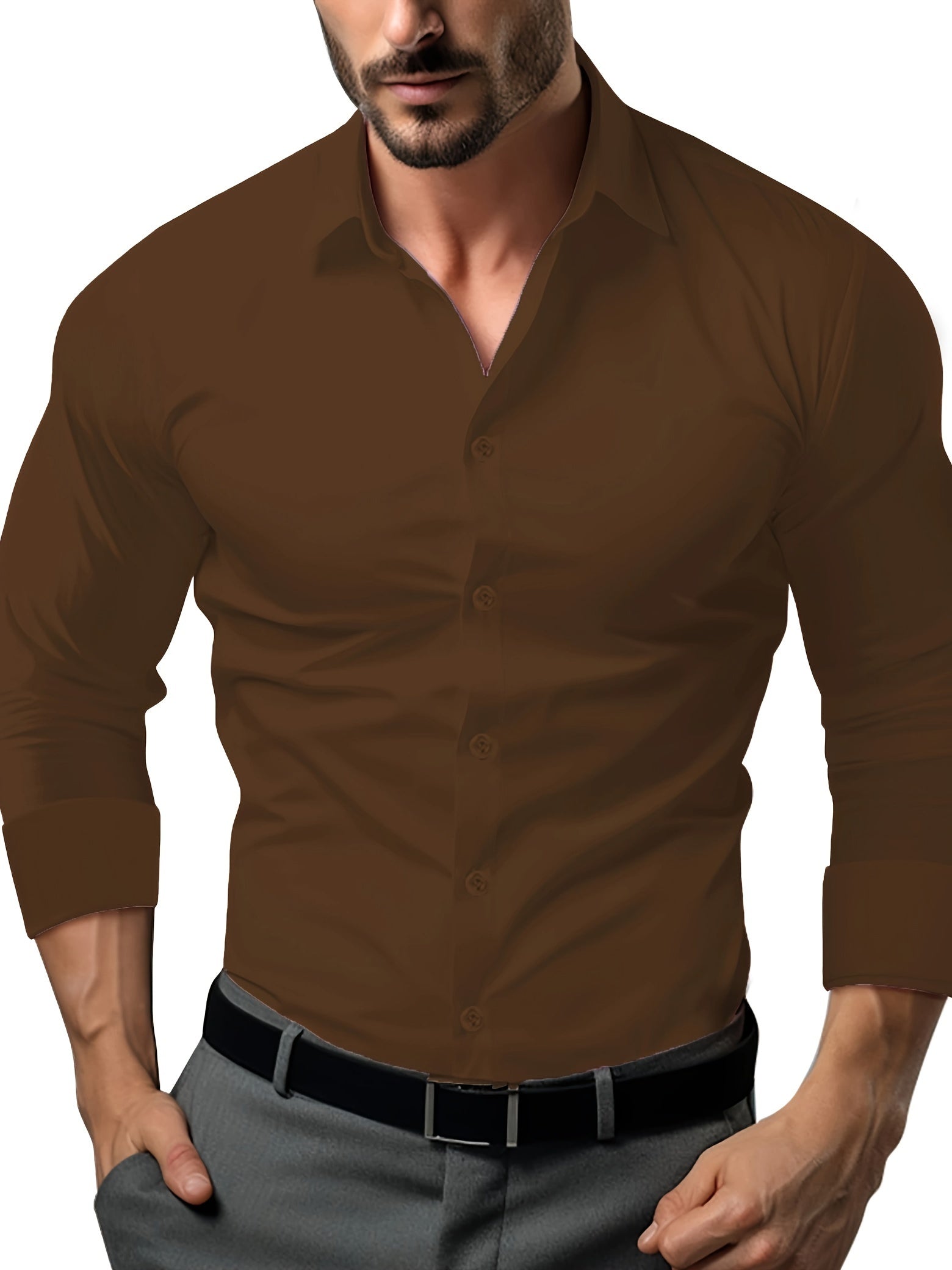 GR | Slim Fit Einfarbiges Baumwollhemd