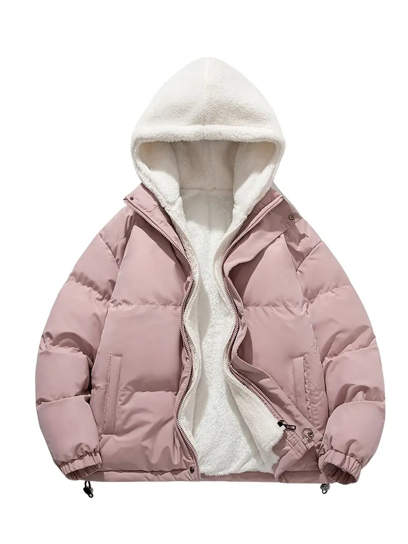 GR | Long-sleeved fleece hooded jacket with pockets